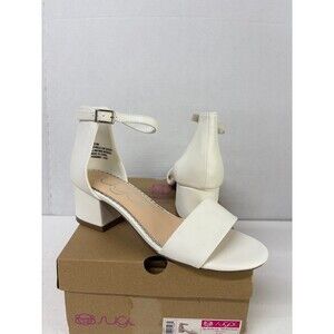 SUGAR Women's Noelle White Ankle Strap Block Heel Dress Sandals Sz 8M